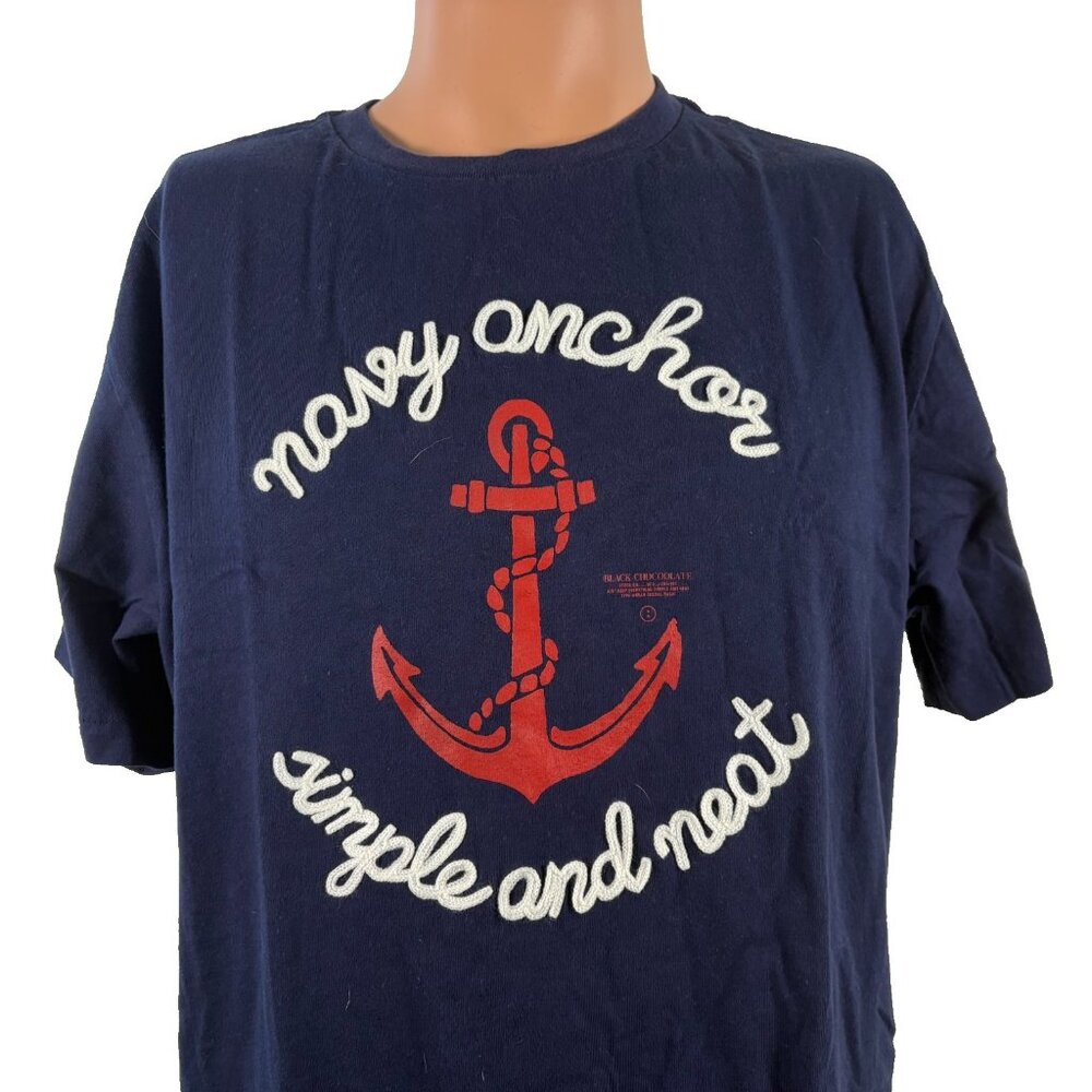 Chocoolate T Shirt Mens Size XL Blue Navy Anchor Embroidered